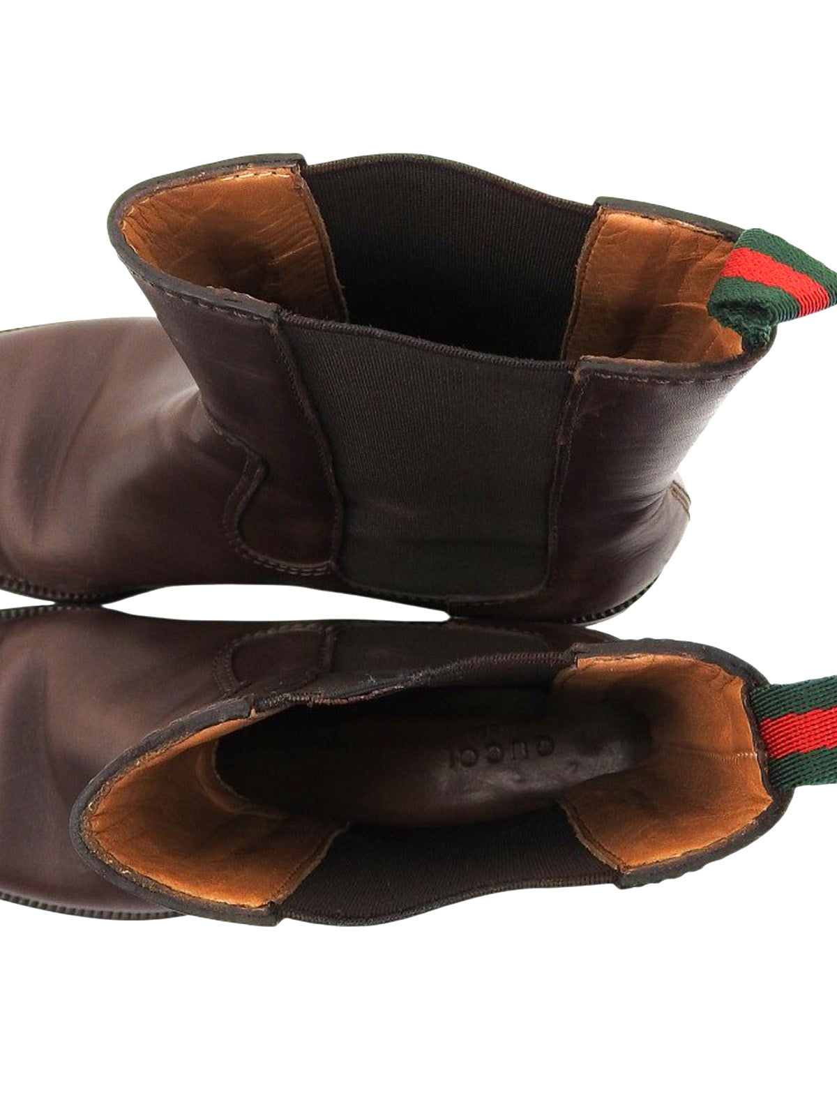 レザーシェリーラインサイドゴアブーツ ダークブラウン