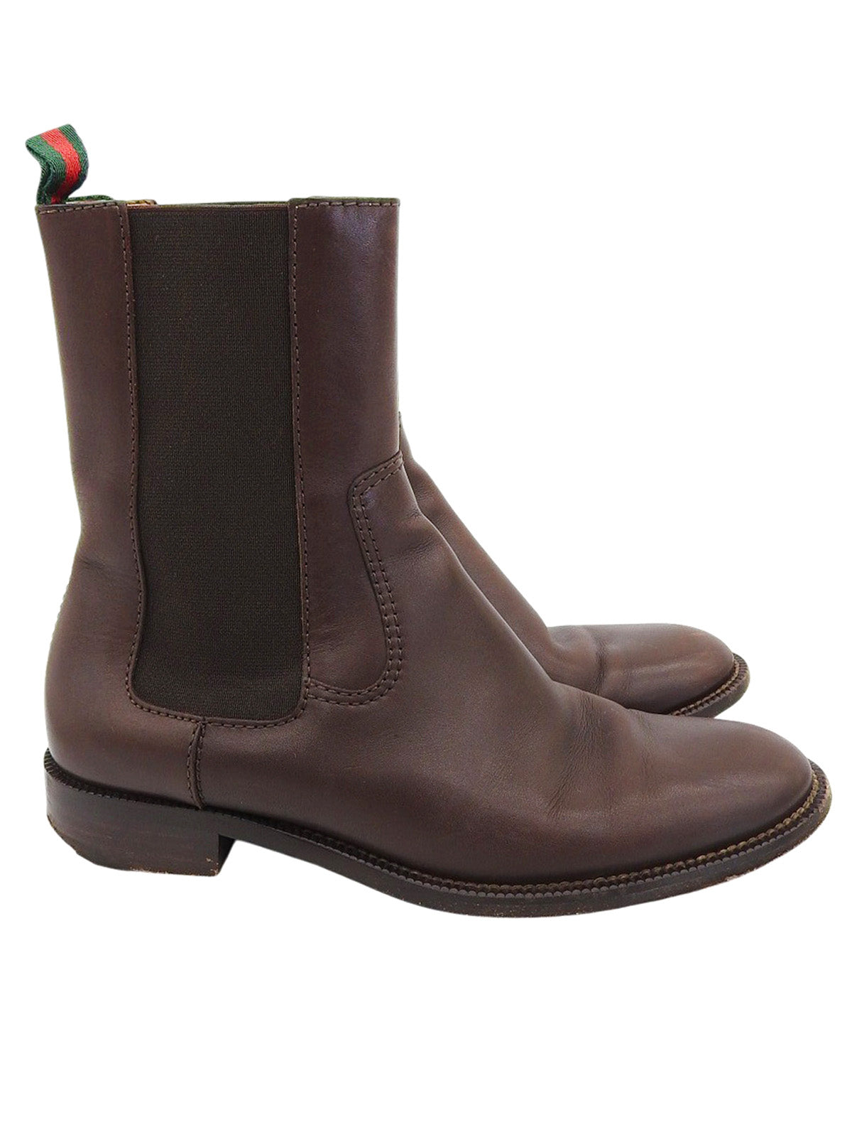 レザーシェリーラインサイドゴアブーツ ダークブラウン