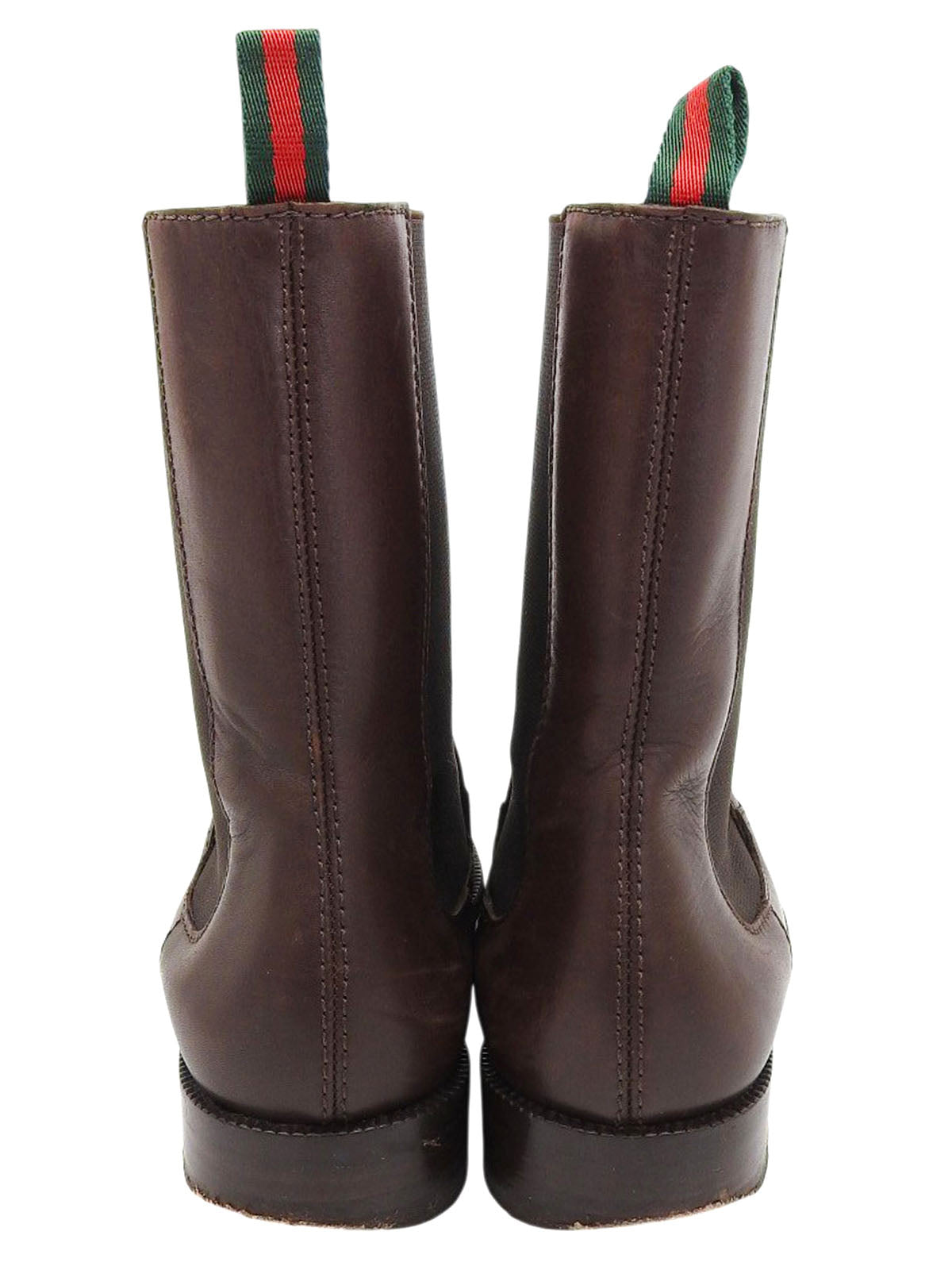 レザーシェリーラインサイドゴアブーツ ダークブラウン