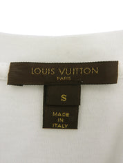 レースロゴボタンデザインハーフスリーブトップス ホワイト