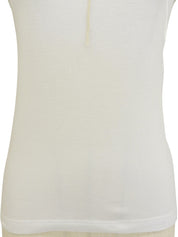 レースロゴボタンデザインハーフスリーブトップス ホワイト