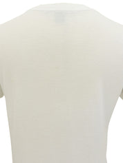 レースロゴボタンデザインハーフスリーブトップス ホワイト