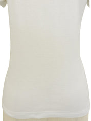 レースロゴボタンデザイン半袖トップス ホワイト