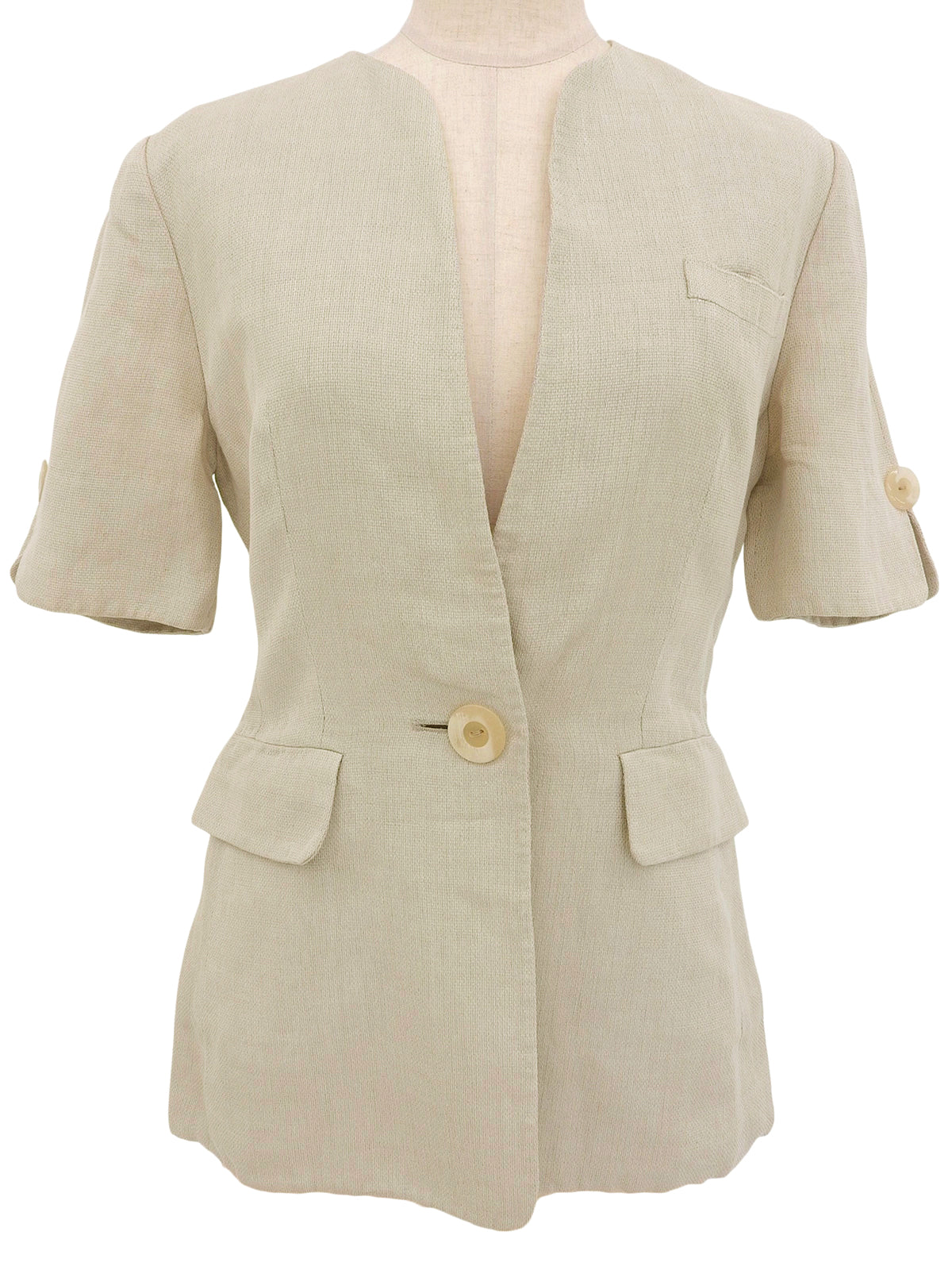 リネン半袖ジャケット ベージュ