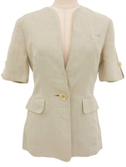 リネン半袖ジャケット ベージュ