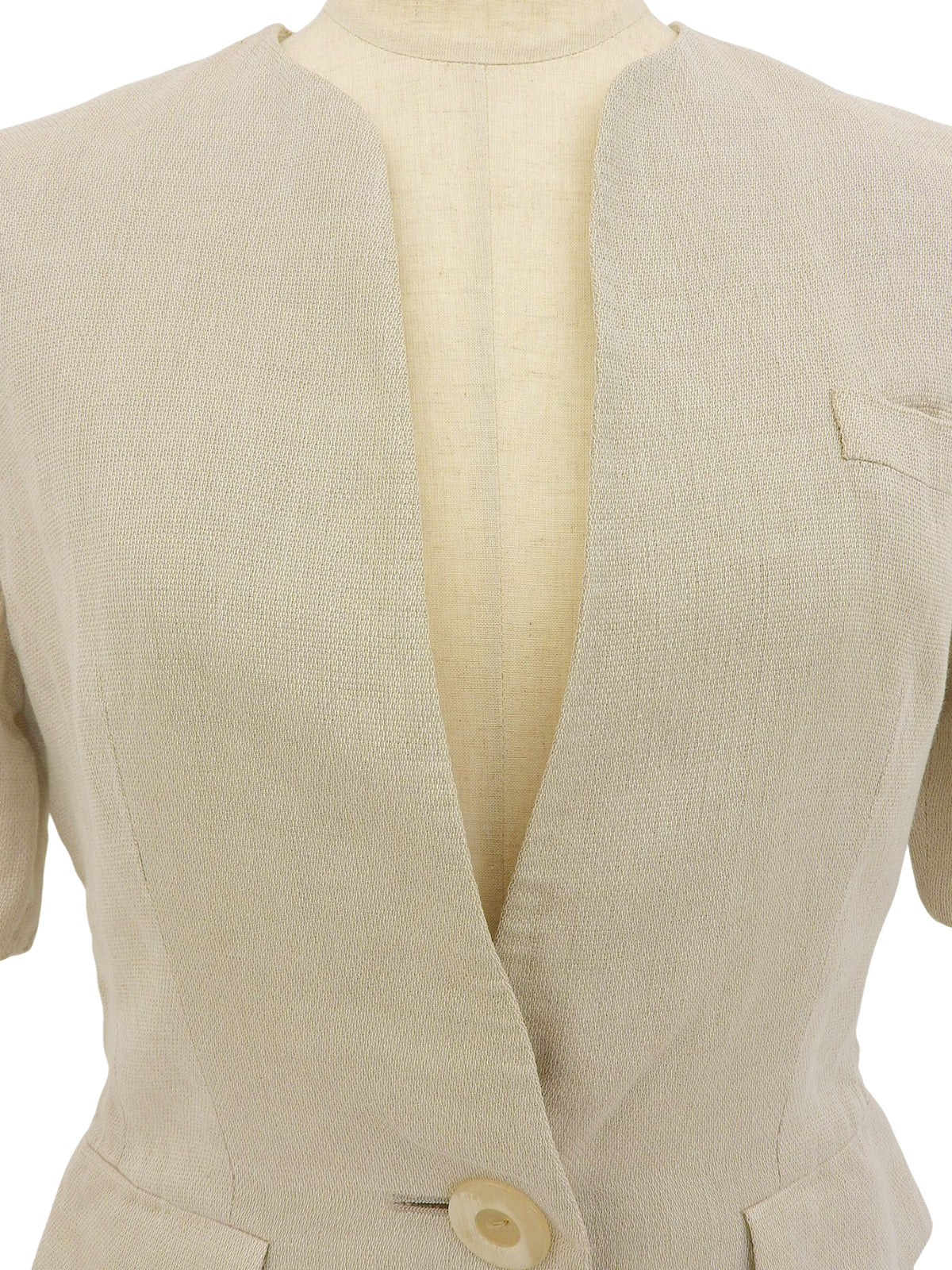 リネンハーフスリーブジャケット　ベージュ