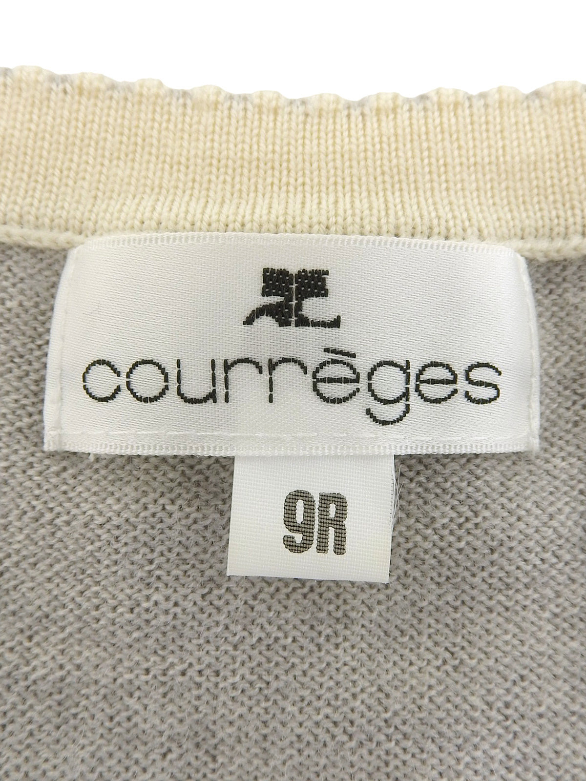 ウールロゴ刺繍ハーフスリーブニット グレー