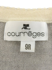 ウールロゴ刺繍半袖ニット グレー