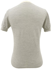 ウールロゴ刺繍ハーフスリーブニット グレー