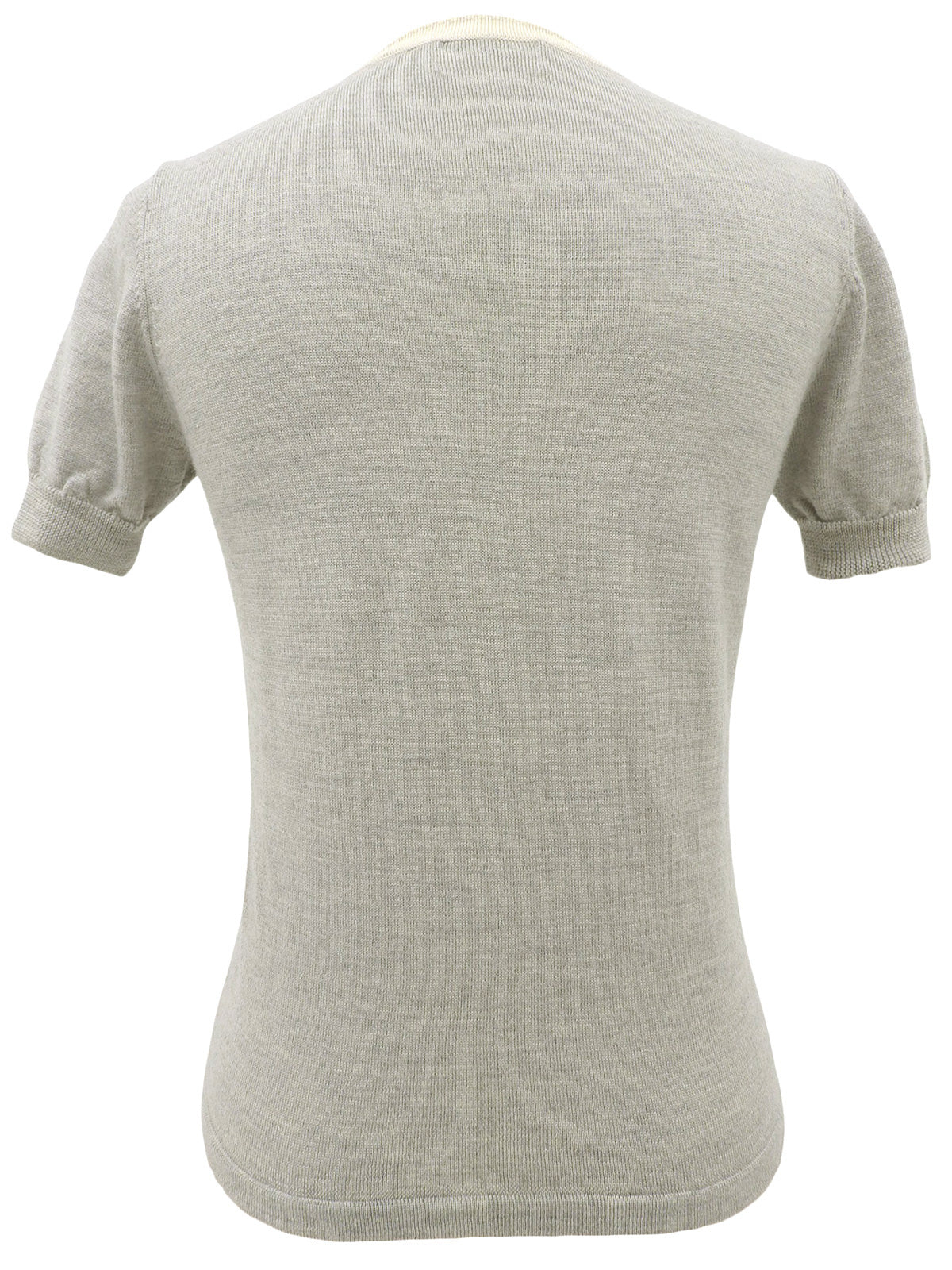 ウールロゴ刺繍半袖ニット グレー