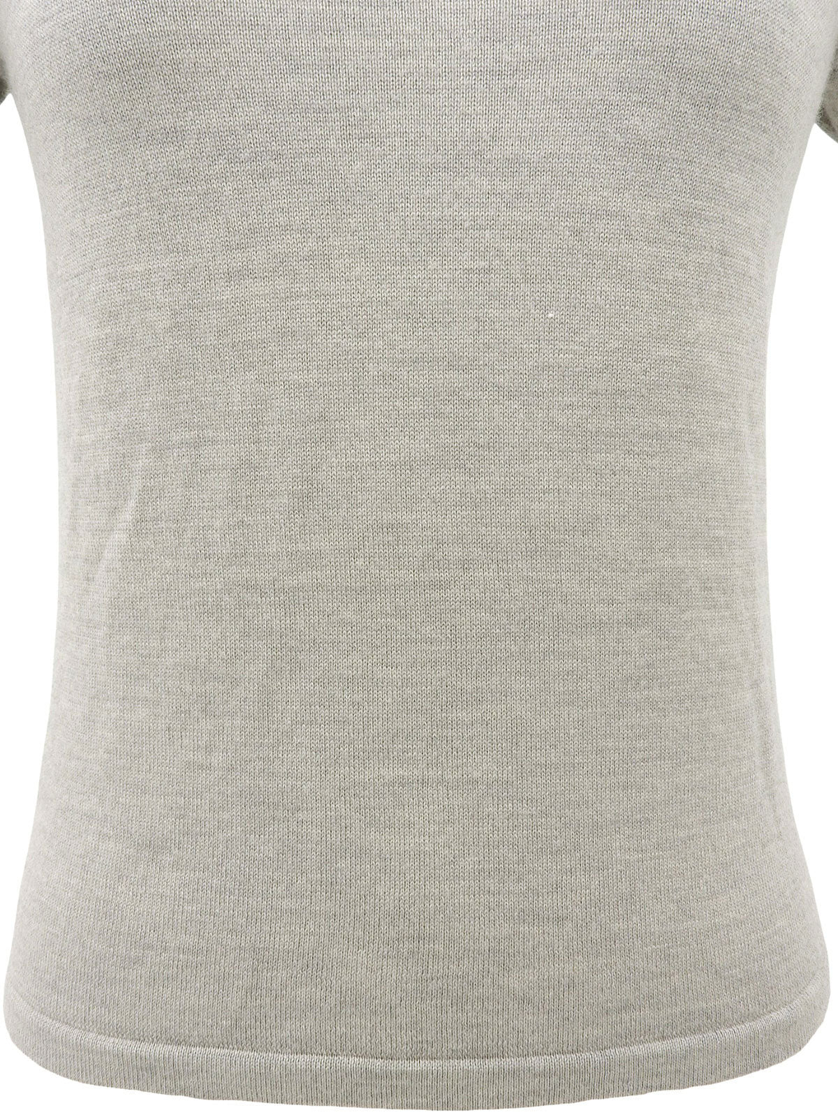 ウールロゴ刺繍半袖ニット グレー