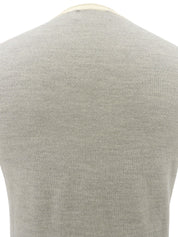 ウールロゴ刺繍ハーフスリーブニット グレー