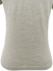 ウールロゴ刺繍ハーフスリーブニット グレー