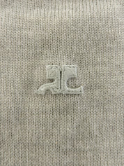 ウールロゴ刺繍ハーフスリーブニット グレー