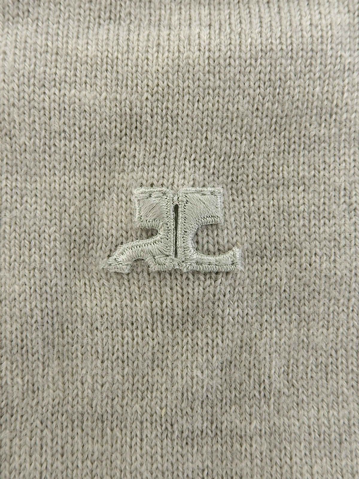 ウールロゴ刺繍半袖ニット グレー