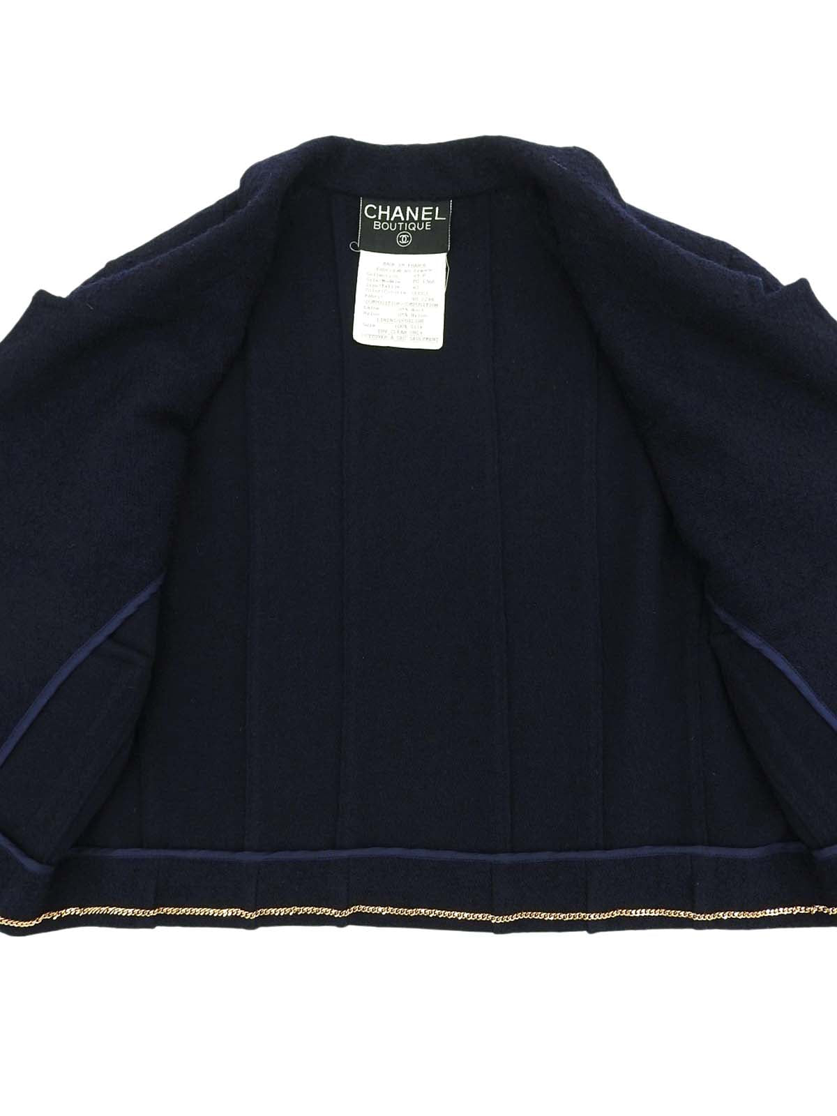 1993年製 ウールCCマークボタンショートジャケット ネイビー