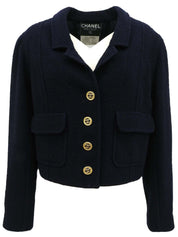 1993年製 ウールCCマークボタンショートジャケット ネイビー