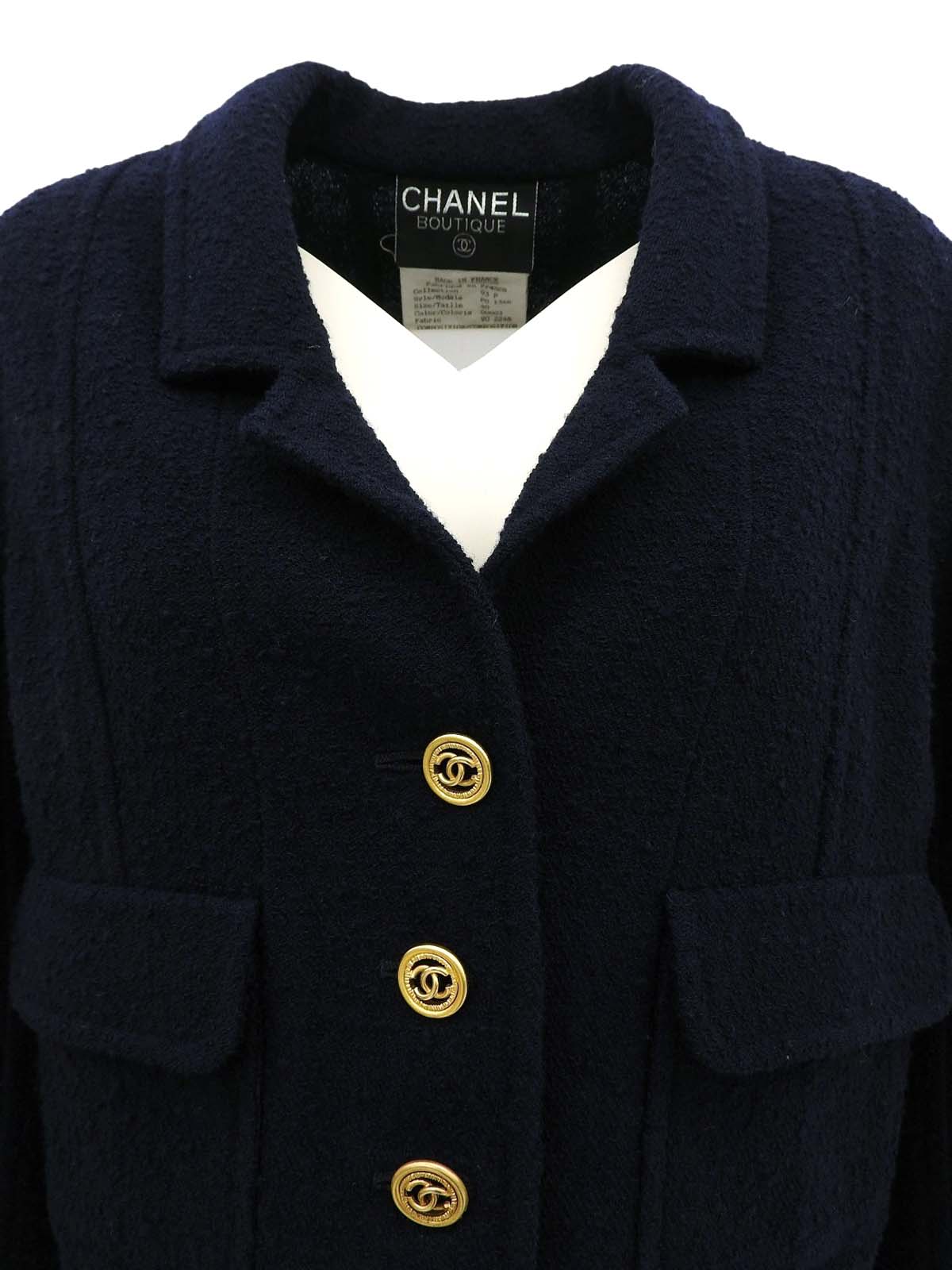 1993年製 ウールCCマークボタンショートジャケット ネイビー