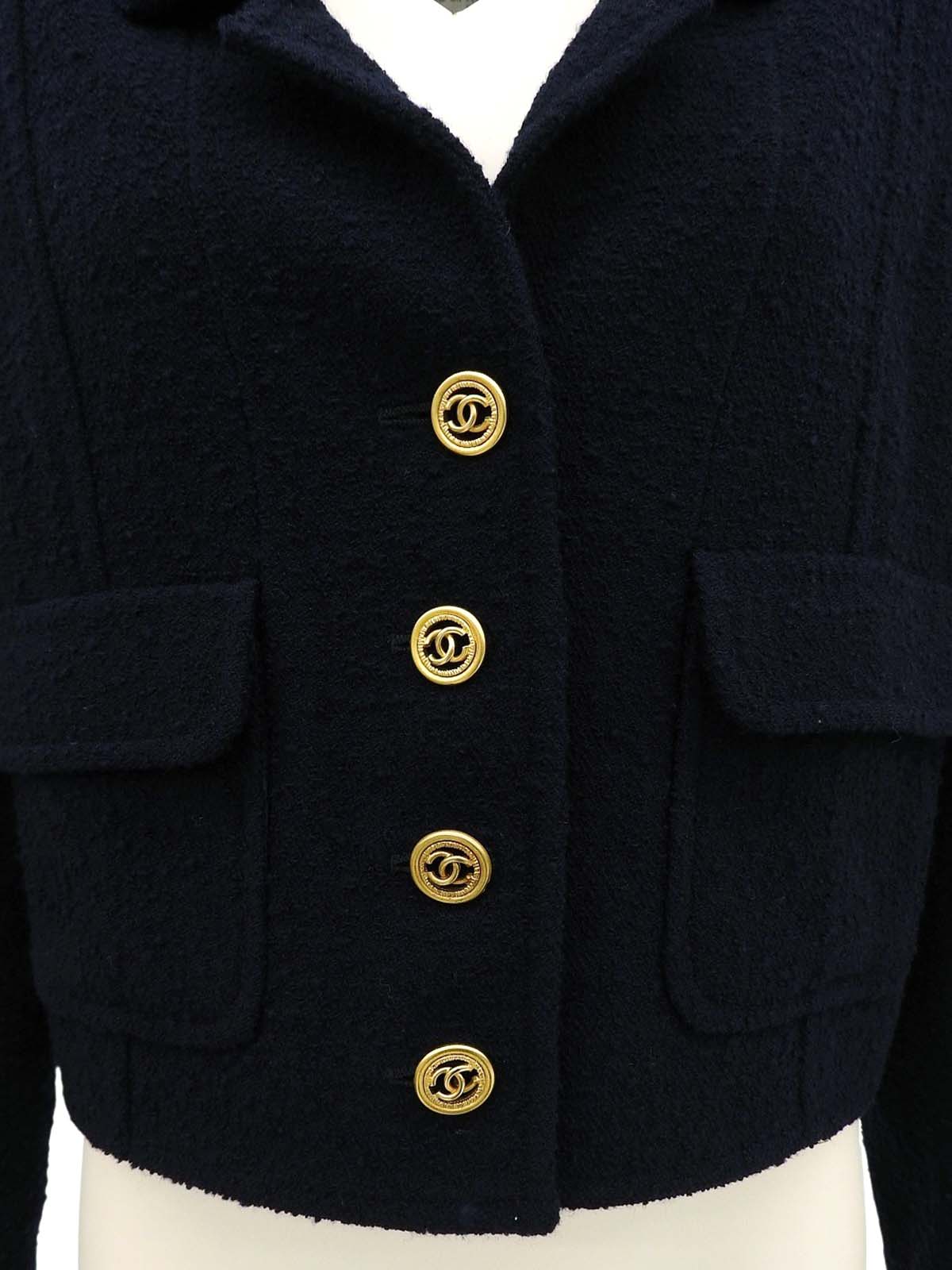 1993年製 ウールCCマークボタンショートジャケット ネイビー