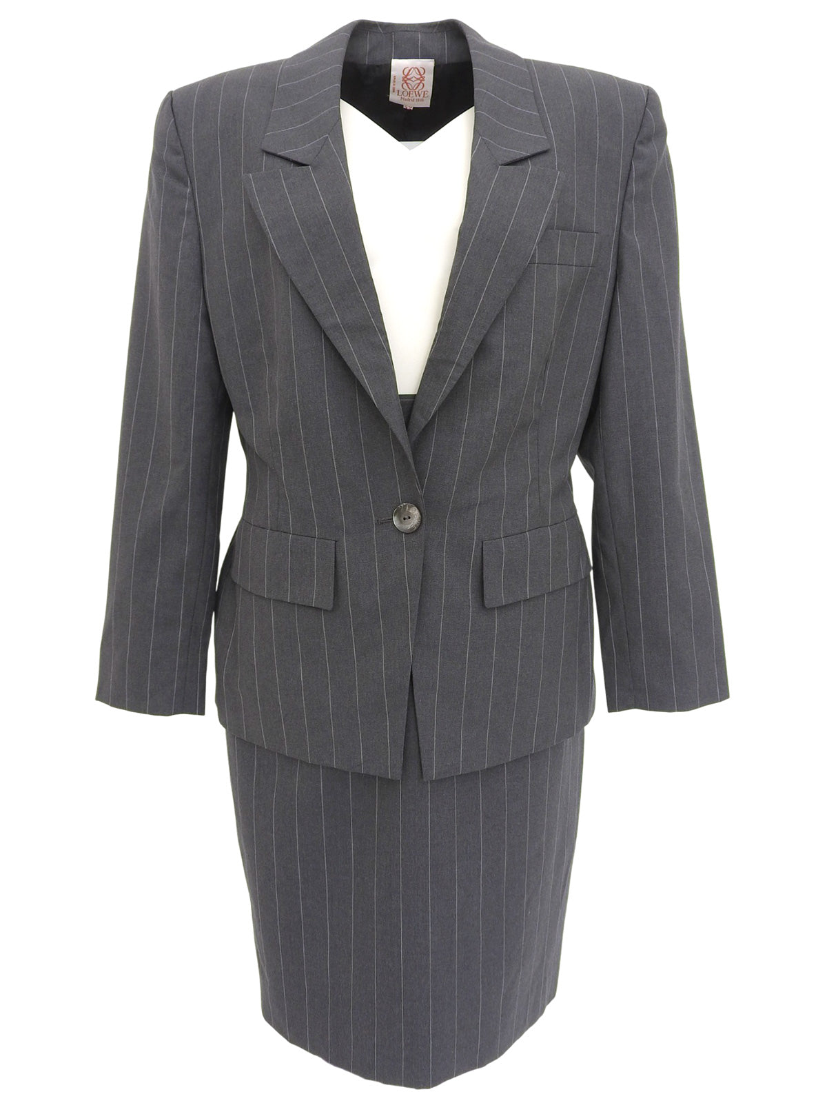 ストライプロゴボタンセットアップ グレー