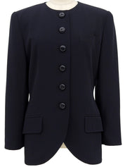 Navy wool collarless jacket