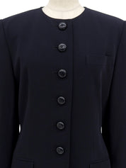 ウールノーカラージャケット ネイビー