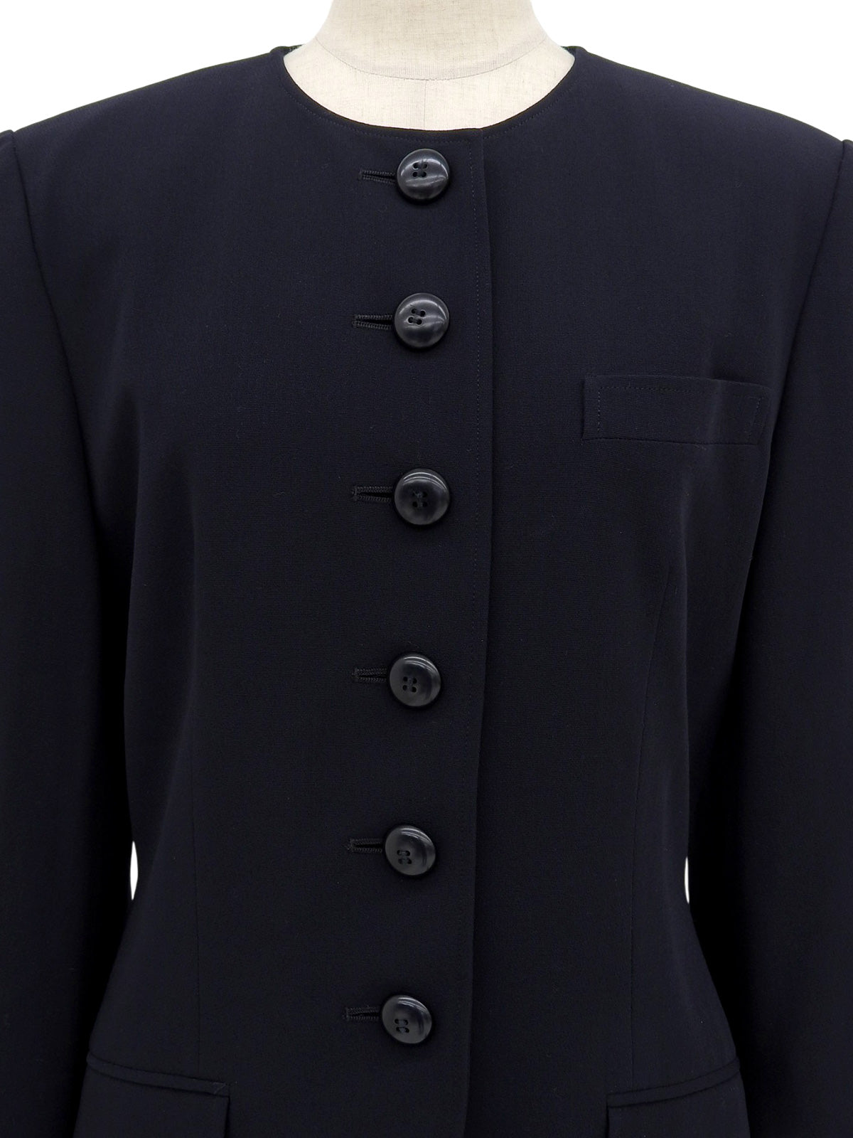 ウールノーカラージャケット ネイビー