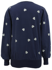 ハートパターンロゴ長袖スウェット ネイビー