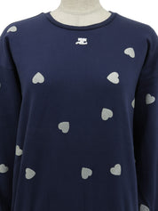 ハートパターンロゴロングスリーブスウェット ネイビー