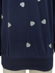 ハートパターンロゴ長袖スウェット ネイビー