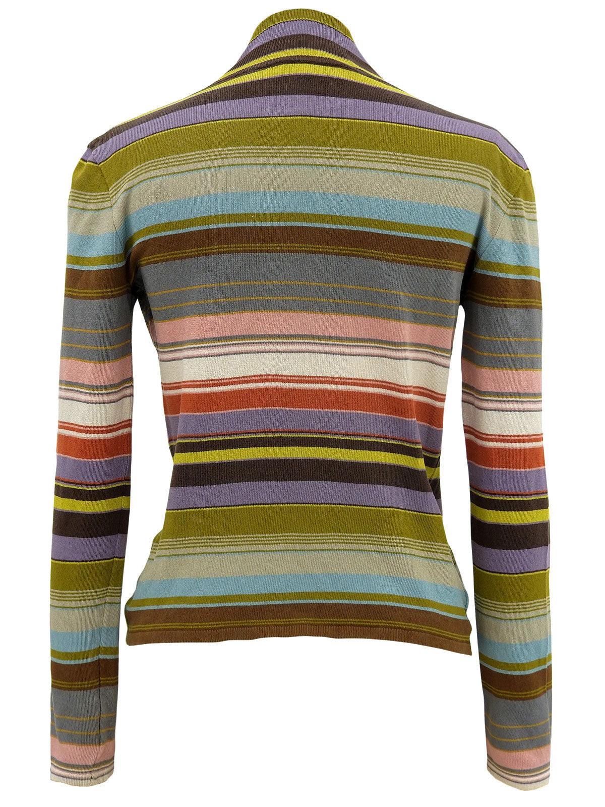 Border Pattern Long Sleeve Knit Multicolor