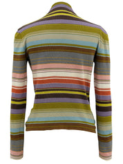Border Pattern Long Sleeve Knit Multicolor