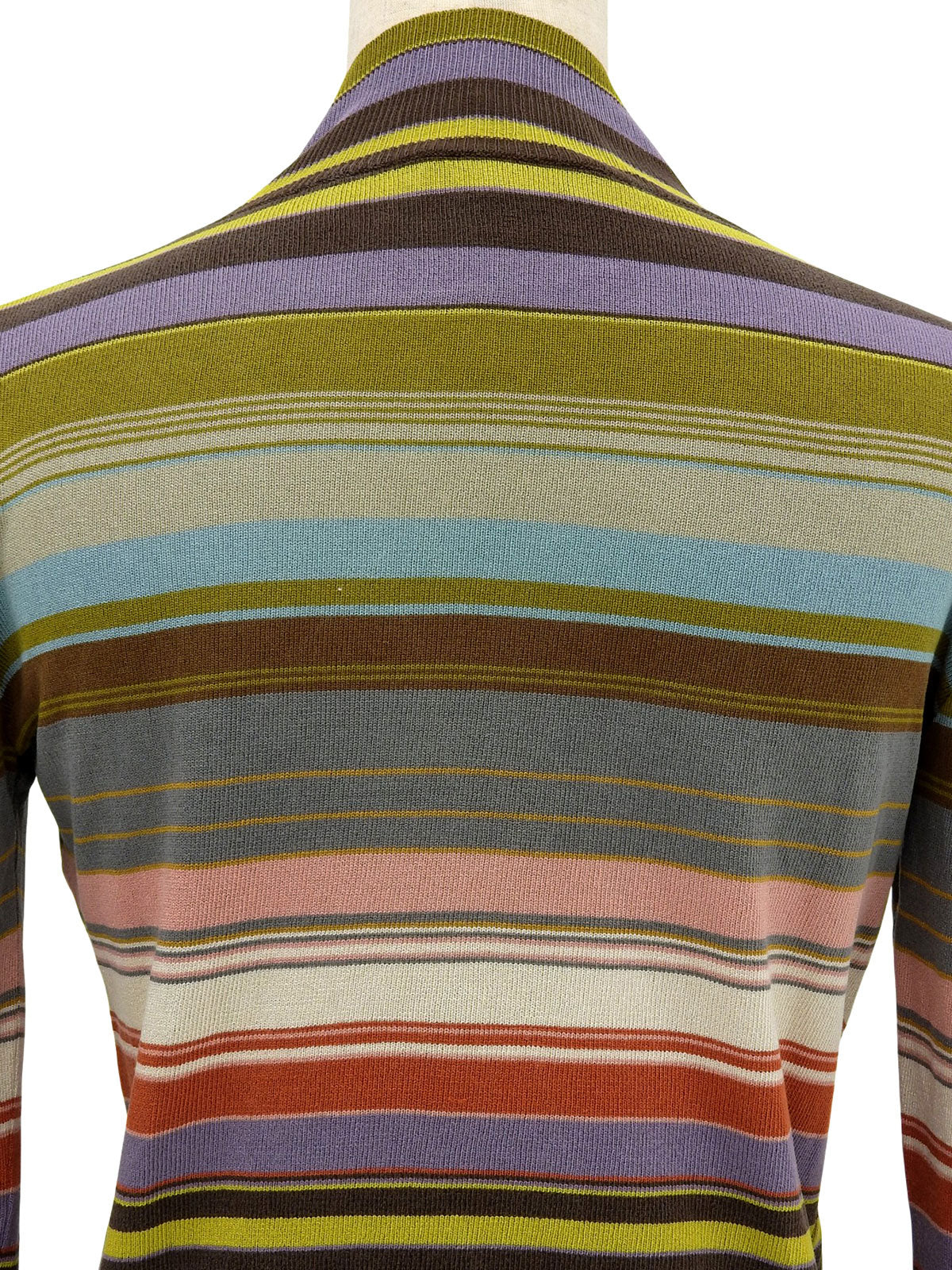Border Pattern Long Sleeve Knit Multicolor
