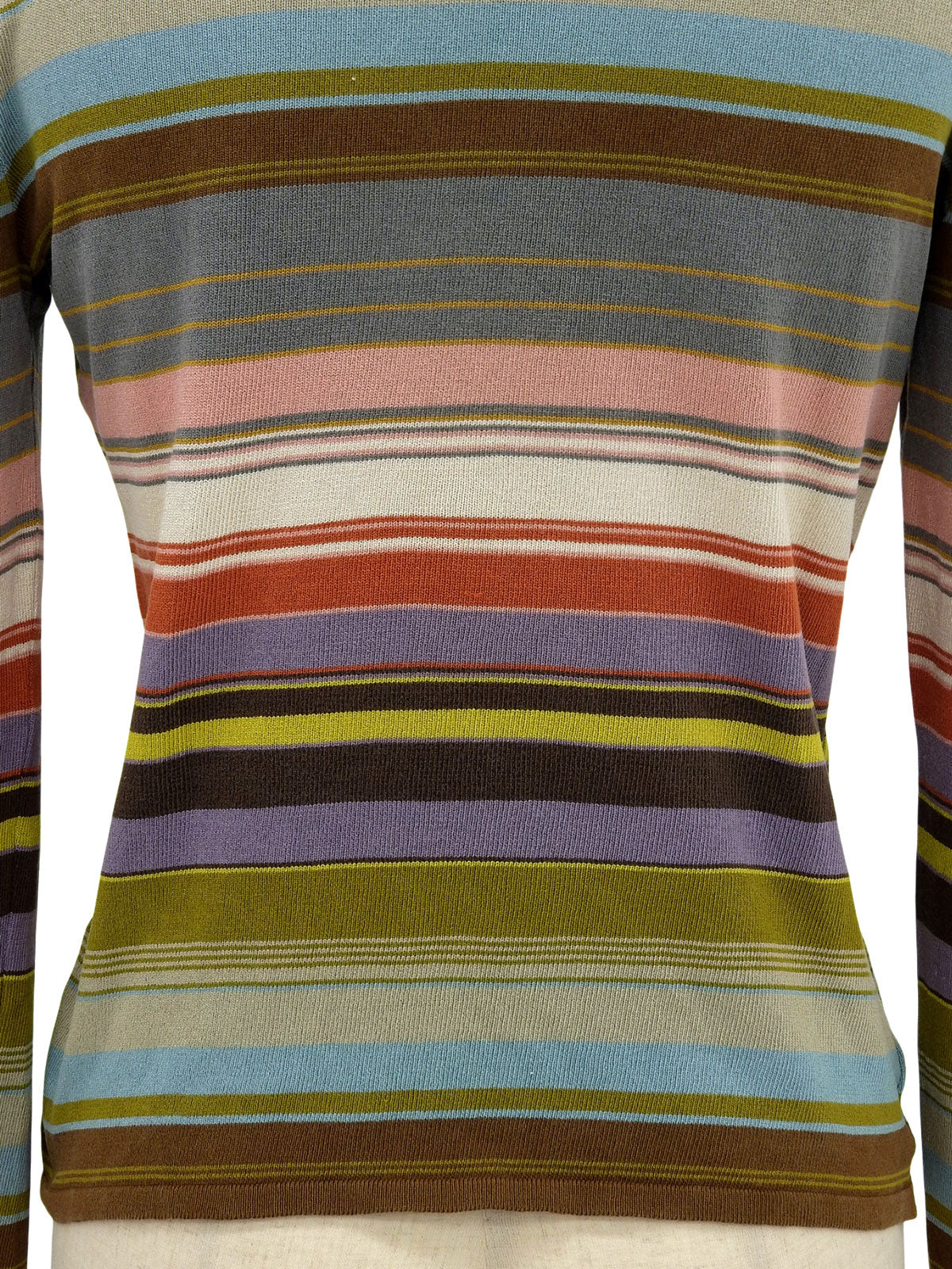 Border Pattern Long Sleeve Knit Multicolor