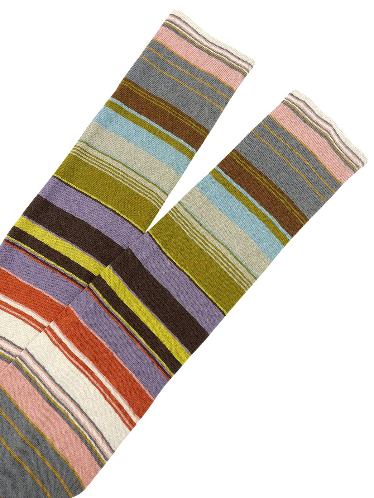 Border Pattern Long Sleeve Knit Multicolor