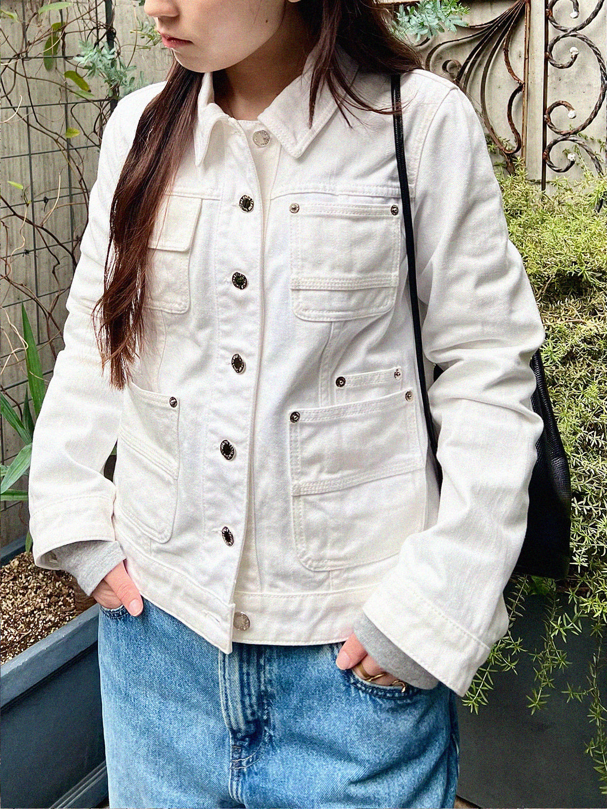 デニムロゴボタンジャケット ホワイト