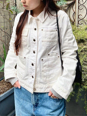 デニムロゴボタンジャケット ホワイト