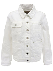 白色牛仔布logo纽扣夹克