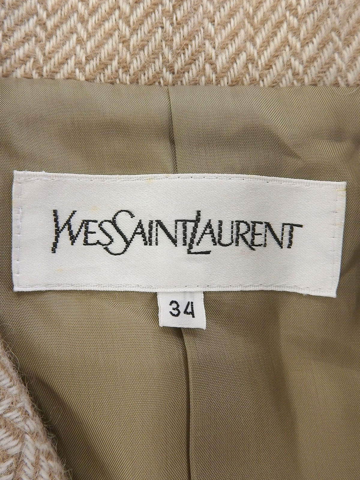 ウールヘリンボーンパターンジャケット ベージュ