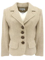 ウールヘリンボーンパターンジャケット ベージュ