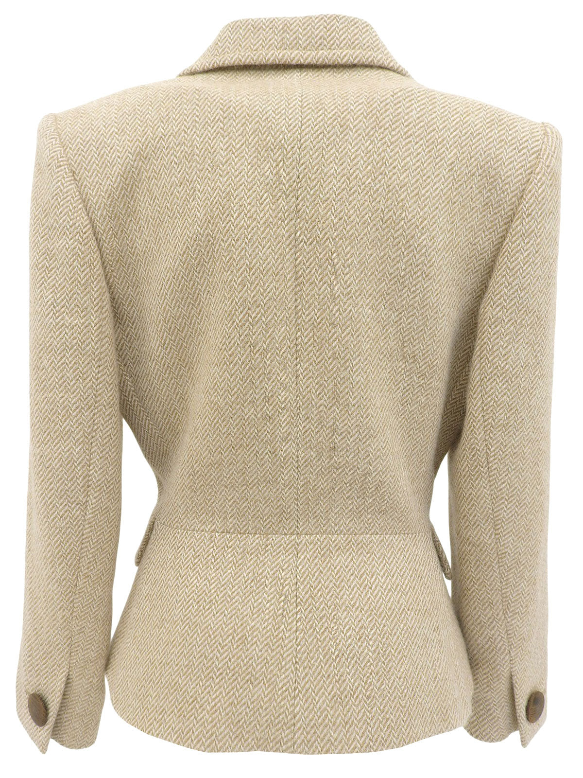 ウールヘリンボーンパターンジャケット ベージュ