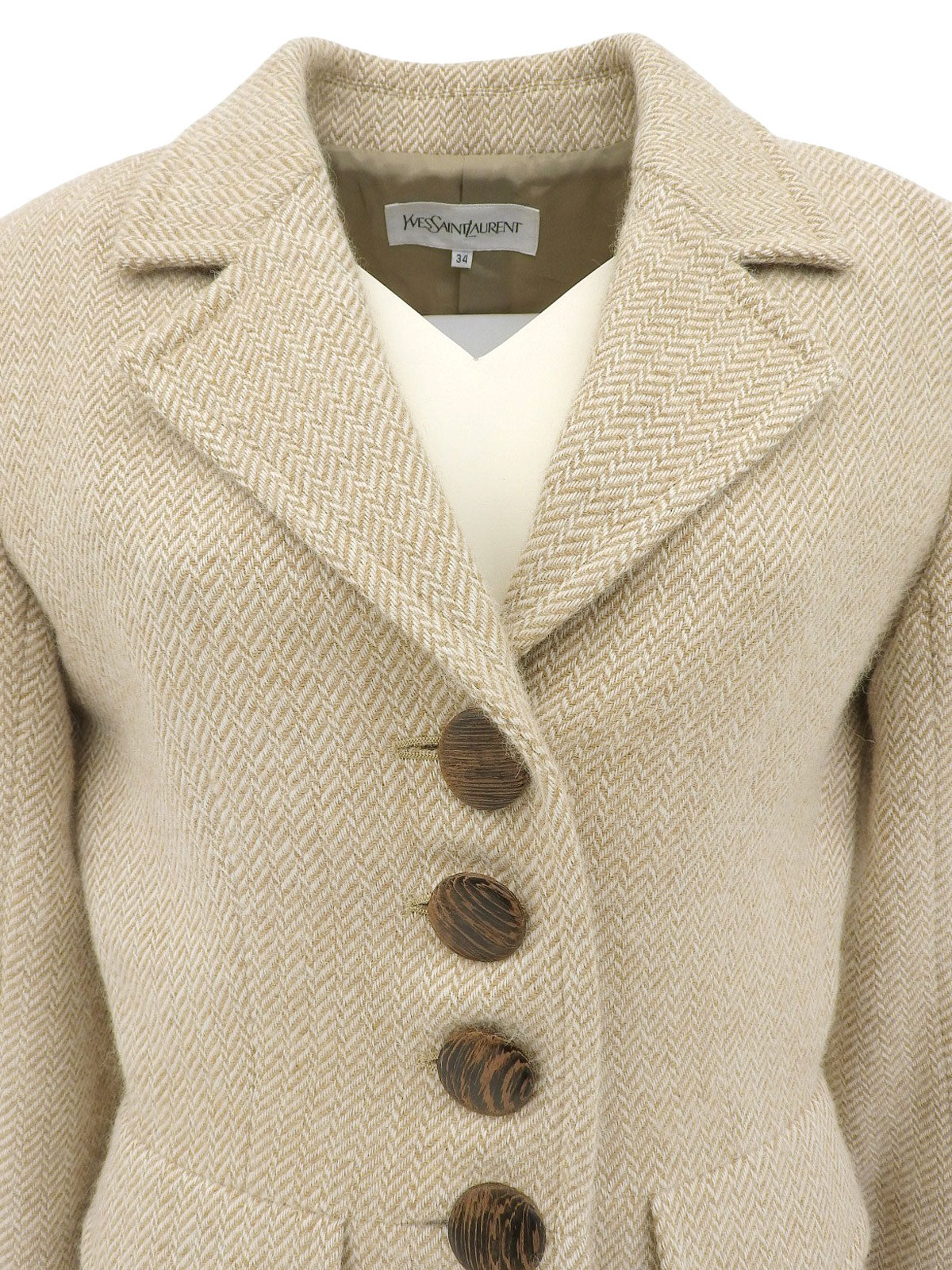 ウールヘリンボーンパターンジャケット ベージュ