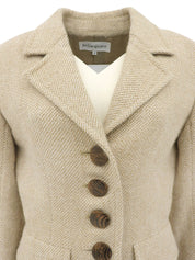 ウールヘリンボーンパターンジャケット ベージュ