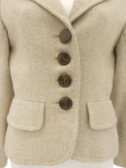 ウールヘリンボーンパターンジャケット ベージュ