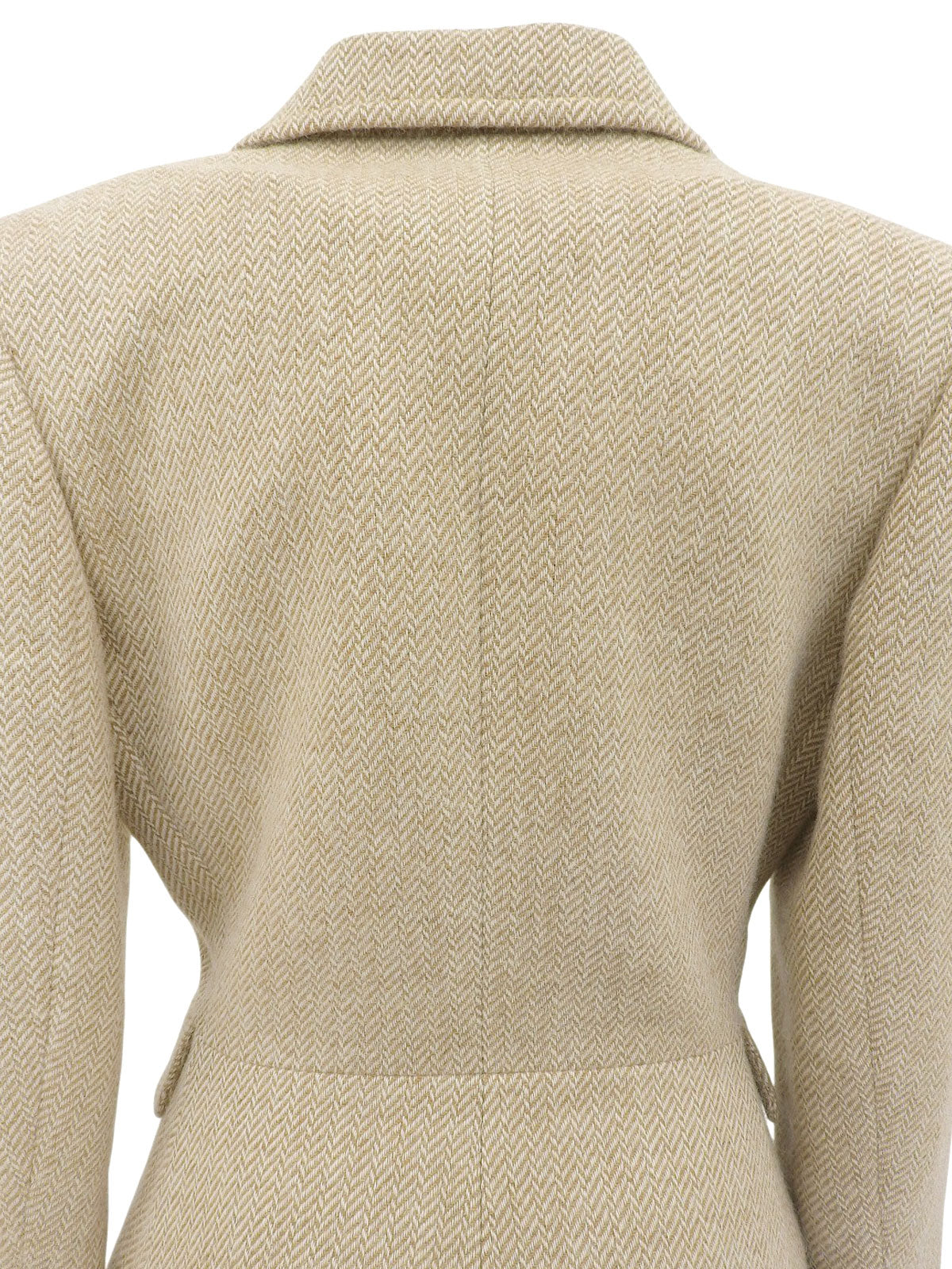 ウールヘリンボーンパターンジャケット ベージュ