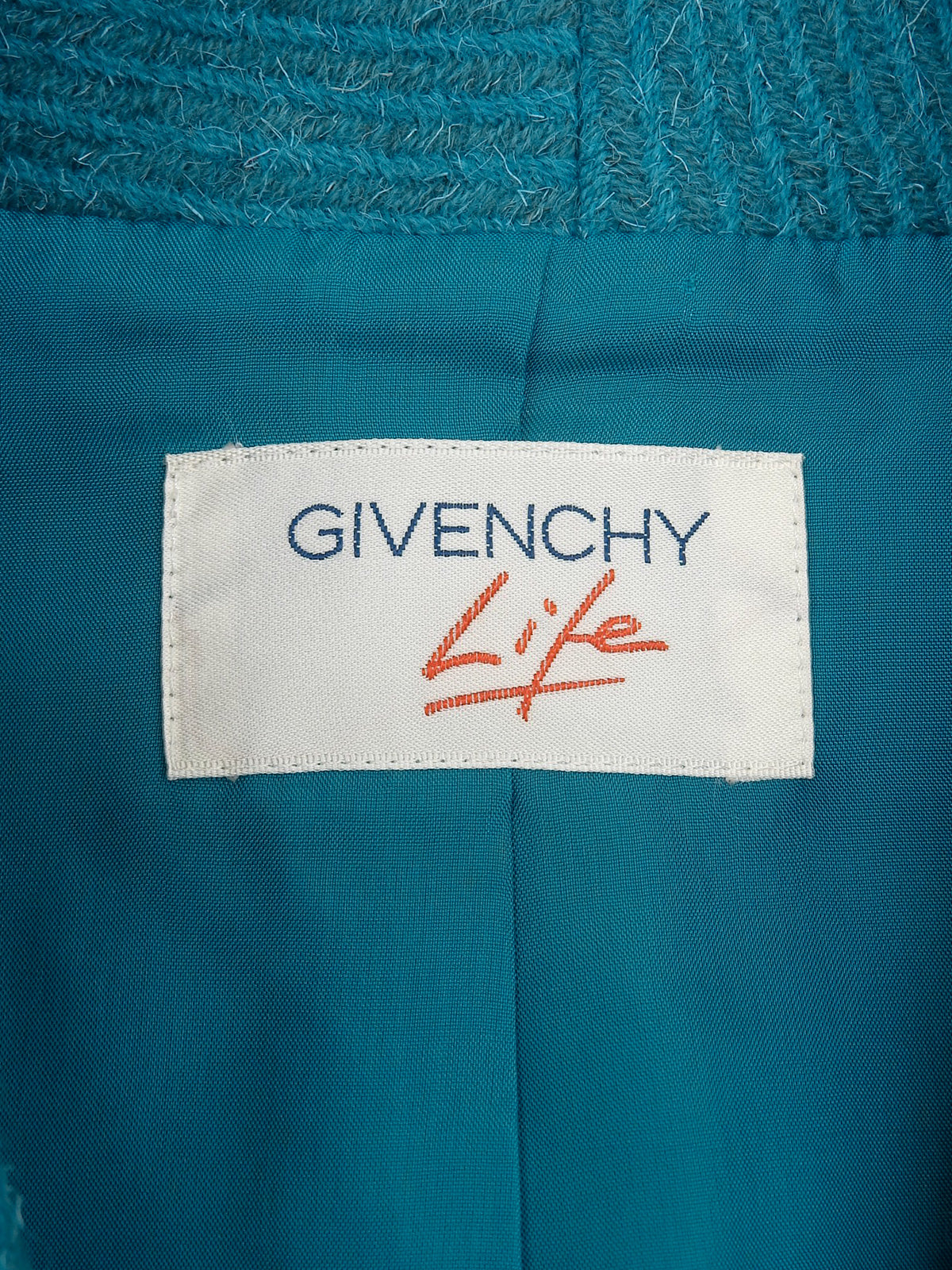 ウールツイードショールカラージャケット ブルー