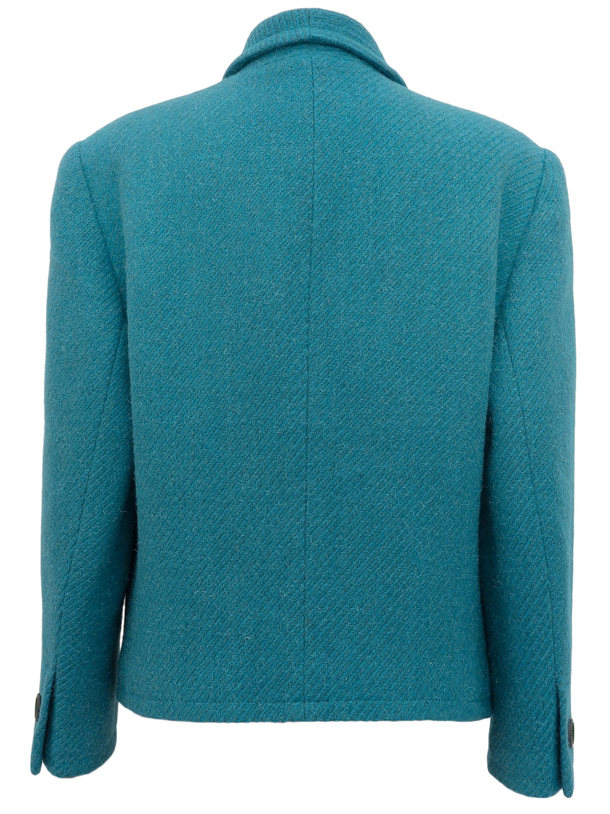 Wool tweed shawl collar jacket in blue