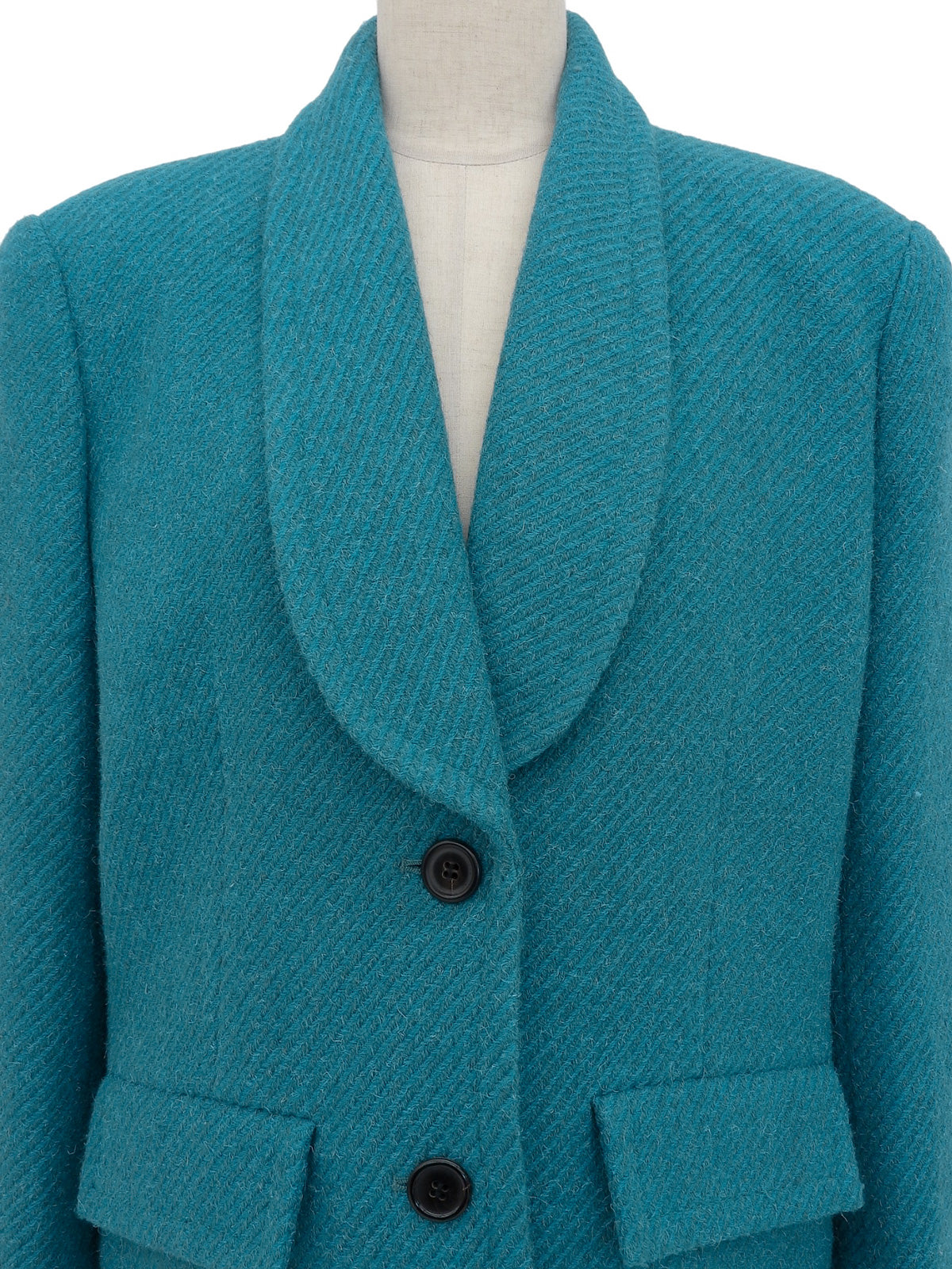 Wool tweed shawl collar jacket in blue