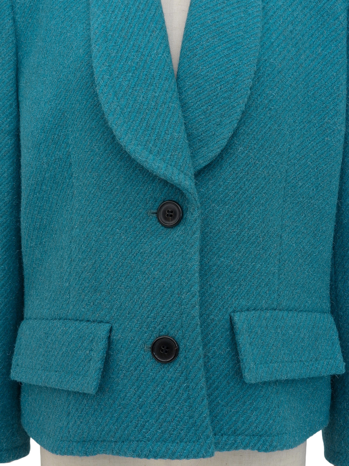 Wool tweed shawl collar jacket in blue