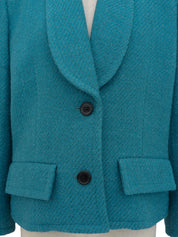 Wool tweed shawl collar jacket in blue